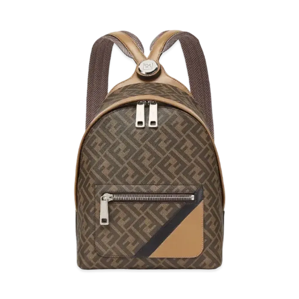FENDI Chiodo Small FENDI Diagonal FF Canvas "Brown"