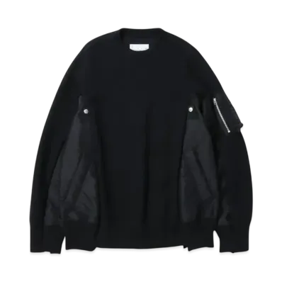 sacai Sponge Sweat x Nylon Twill Pullover "Black/Black"