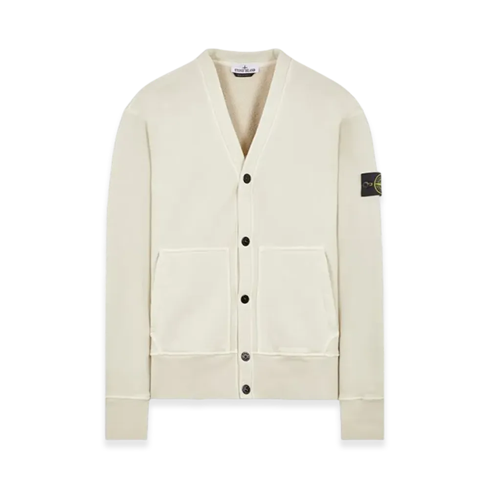 Stone Island 66255 Heavy Textured Fleece Garment Dyed Old Treatment V-Neck Cardigan Sweatshirt - 23FW "Stucco"