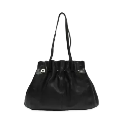 Salvatore Ferragamo Gancio Leather Shoulder Bag "Black"