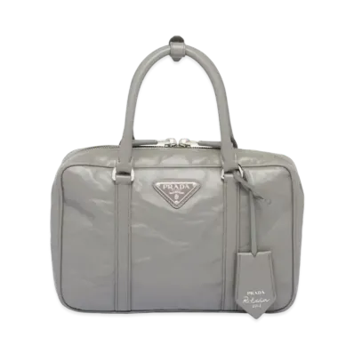 PRADA Medium Antique Nappa Leather Top Handle Bag "Slate Gray"