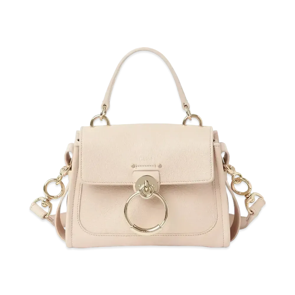 Chloe Mini Tess Day Bag In Grained & Shiny Calfskin "Pink"