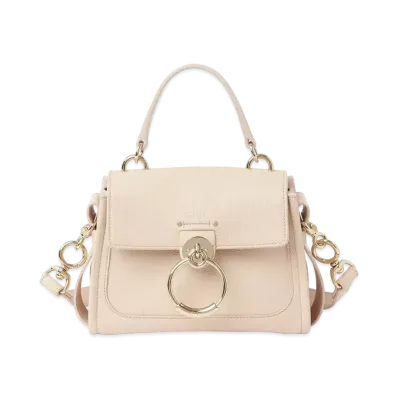 Chloe Mini Tess Day Bag In Grained & Shiny Calfskin "Pink"