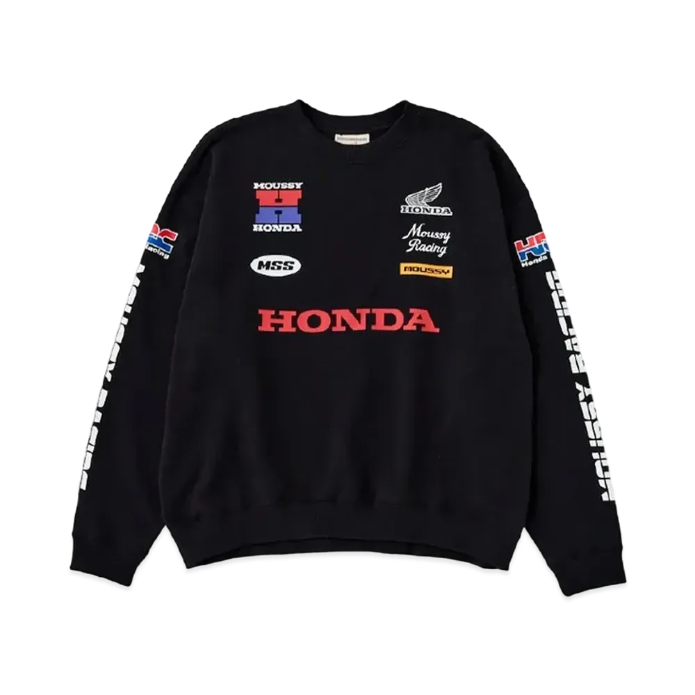 MOUSSY x HONDA HRC Sponsor Logo Pull Over "Black"