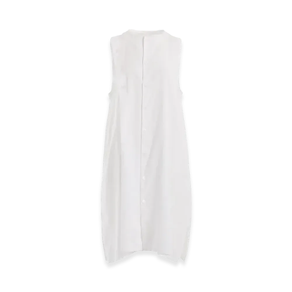 Y's Born Product Thin Cotton Twill Asymmeteric Button Dress "White"