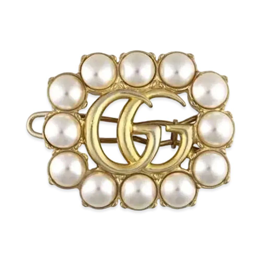 GUCCI Pearl Double G Hair Clip