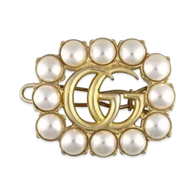 GUCCI Pearl Double G Hair Clip