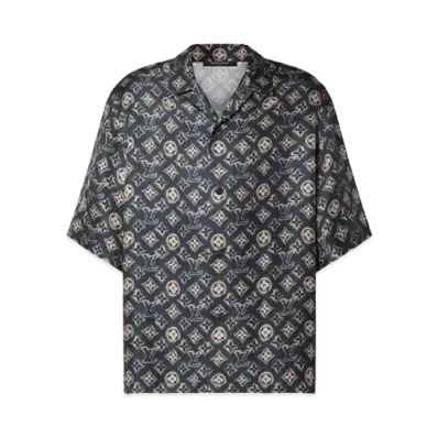 Louis Vuitton Monogram Silk Short-Sleeved Shirt "Petrole"