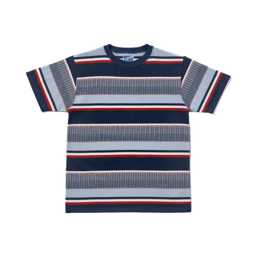 THE REAL McCOY'S Jacquard Knit Stripe Tee "Navy"