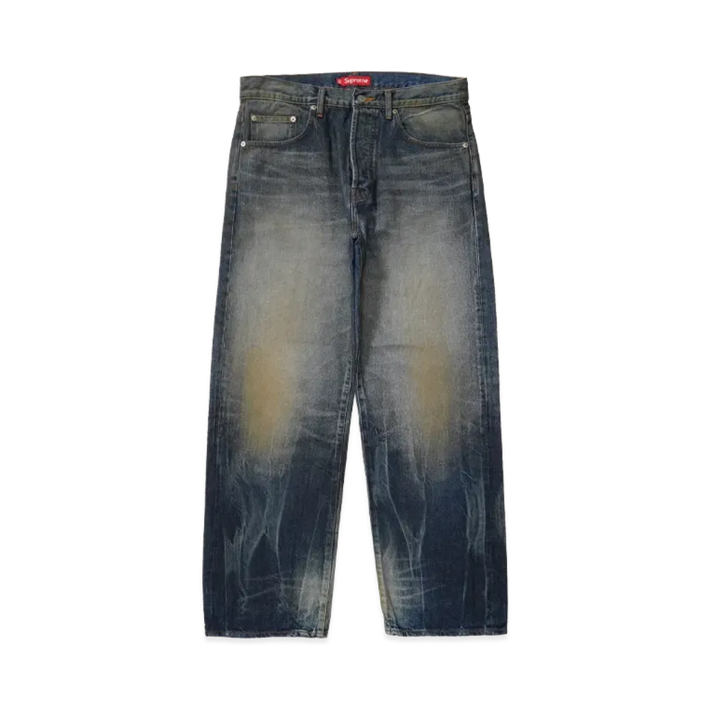 Supreme Distressed Loose Fit Selvedge Jean (26SS) "Washed Indigo"