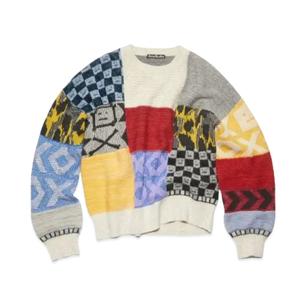 Acne Studios Patchwork Crew Neck Sweater "Cornflower Blue/Multi"