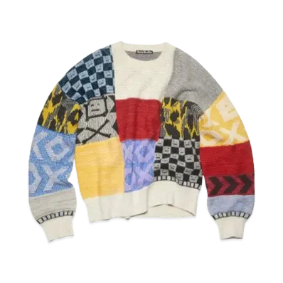 Acne Studios Patchwork Crew Neck Sweater "Cornflower Blue/Multi"