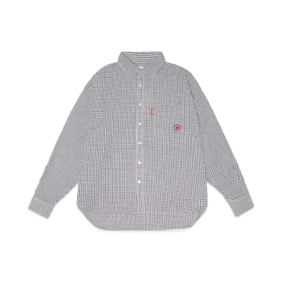 9090 N Logo Check Long Shirt "Gray&Navy"