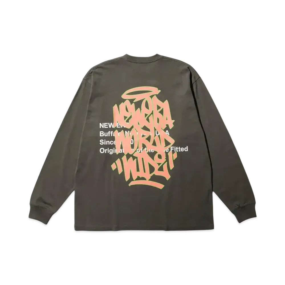 NEW ERA Long Sleeve Oversized Cotton T-shirt Graffiti "Moss"
