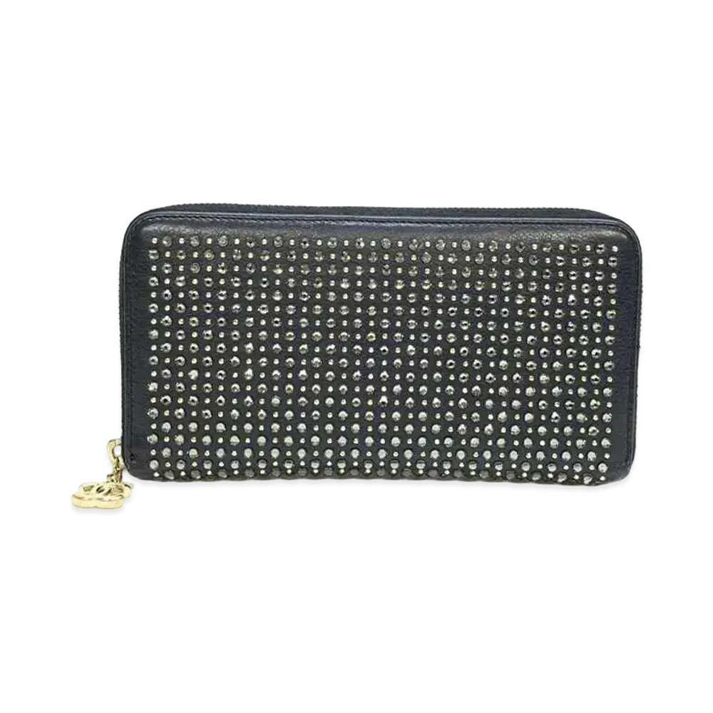 CHANEL Rhinestone Zip Round Wallet