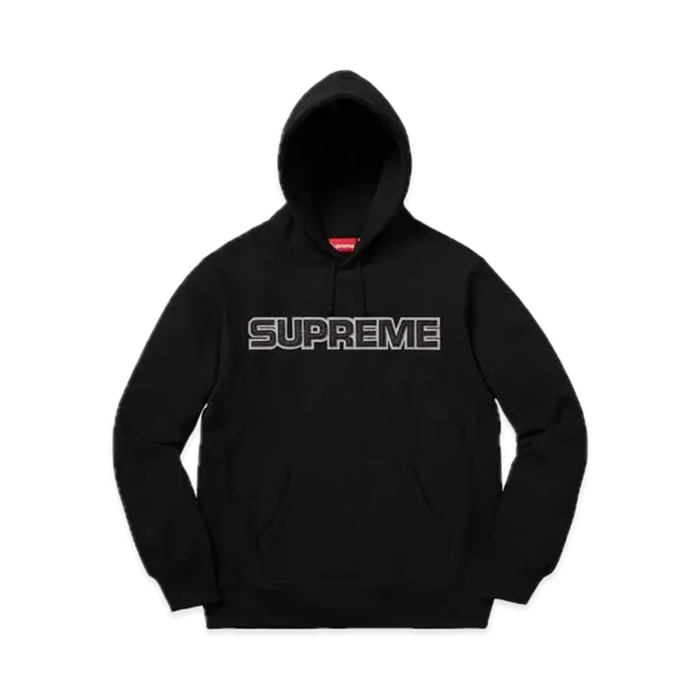 Supreme Perforated Leather Hooded Sweatshirt "Black"