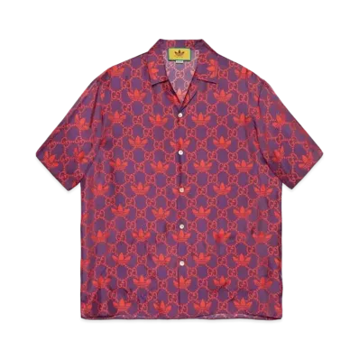 adidas x GUCCI Macro GG Bowling Shirt "Purple/Red"