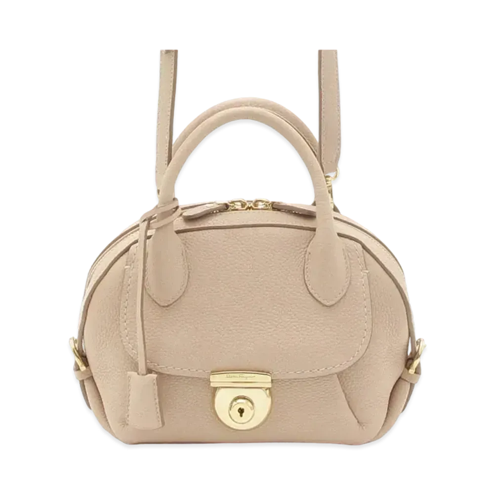 Salvatore Ferragamo Fiamma Leather 2WAY Bag "Beige"