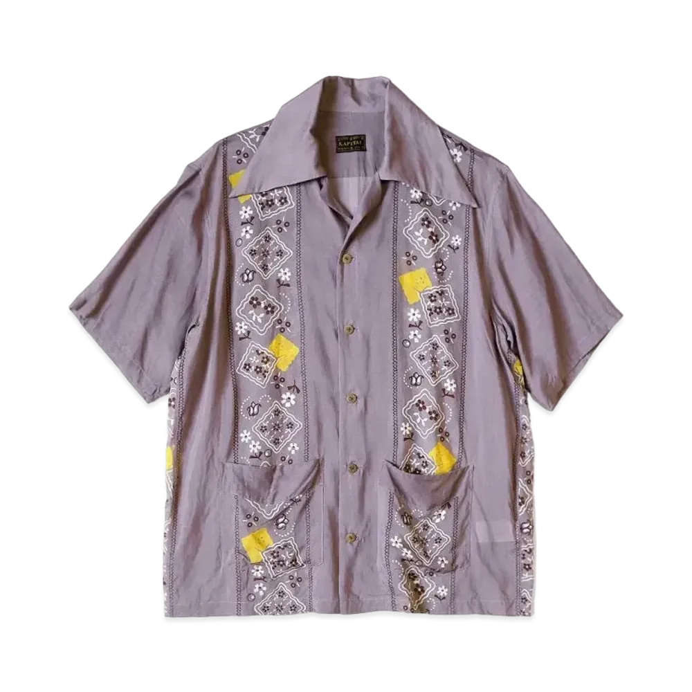 KAPITAL Silk Rayon Wrangle Color Cuba Shirt "Purple"