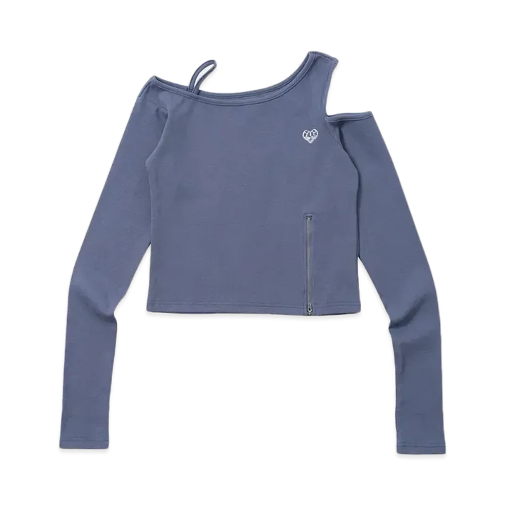 HTH rib shoulder long tee "BLUE"