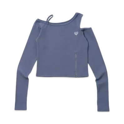 HTH rib shoulder long tee "BLUE"
