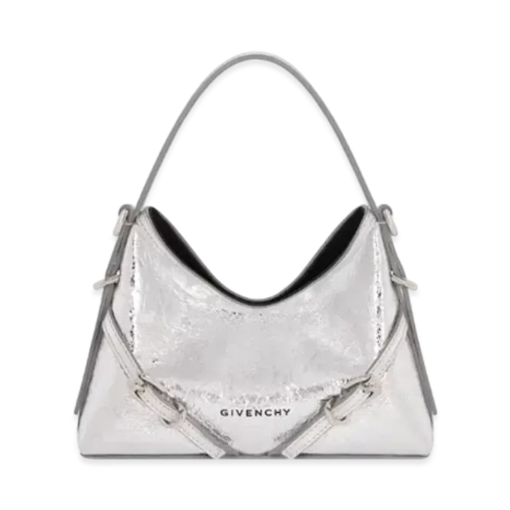 GIVENCHY Nano Voyou Bag in Laminated Leather "Light Silvery"