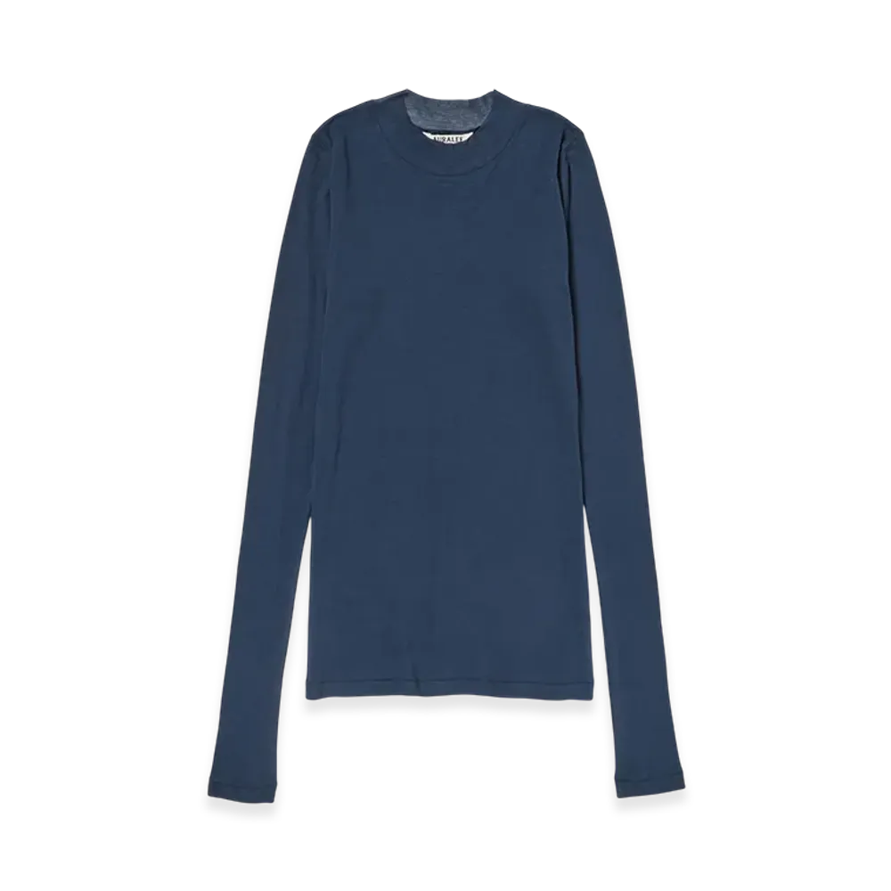 AURALEE Super High Gauge Sheer Rib L/S Tee "Navy"