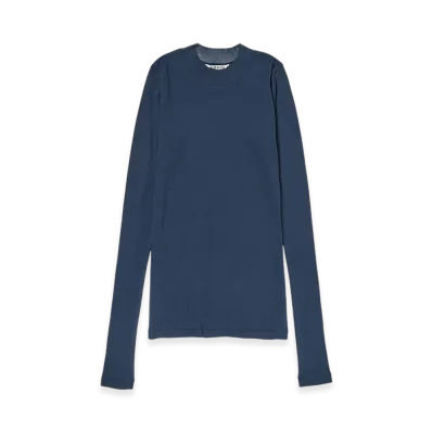 AURALEE Super High Gauge Sheer Rib L/S Tee "Navy"