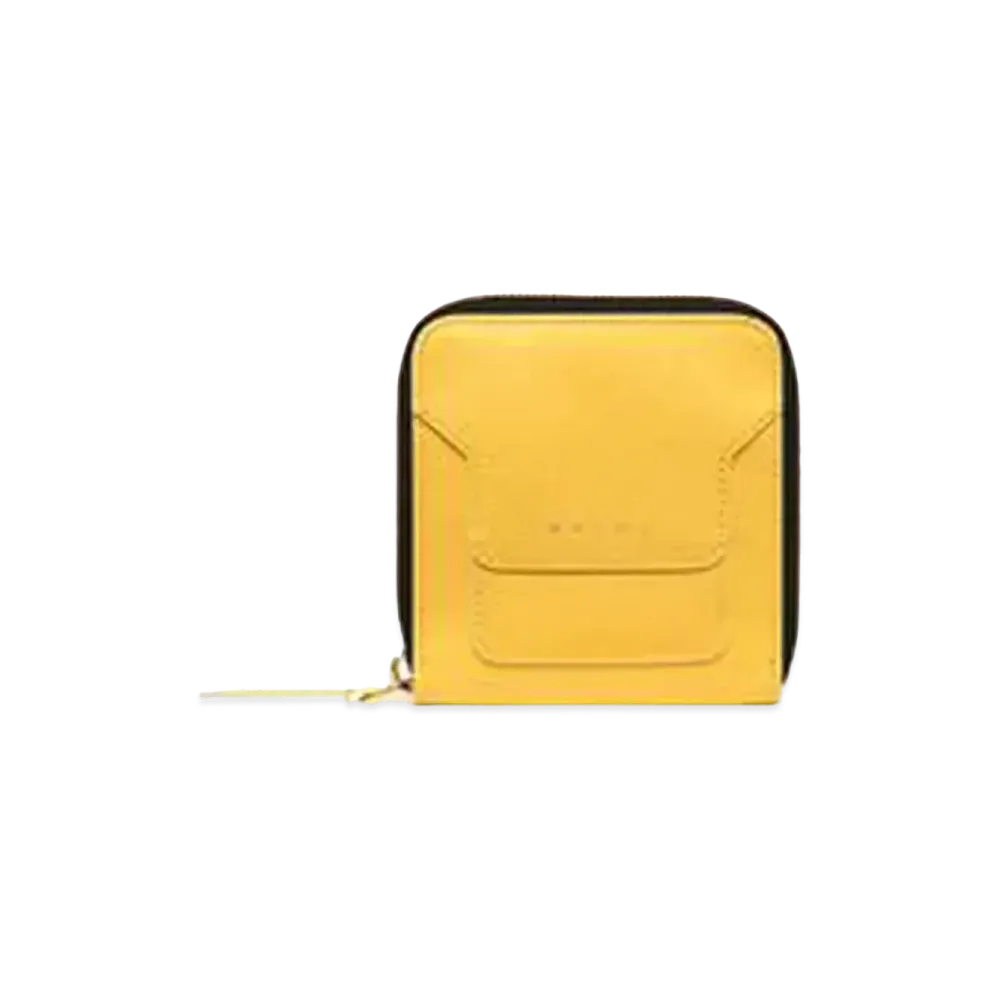 Marni Square Zip Around Wallet in Coloured Saffiano Calf Leather "Mono"