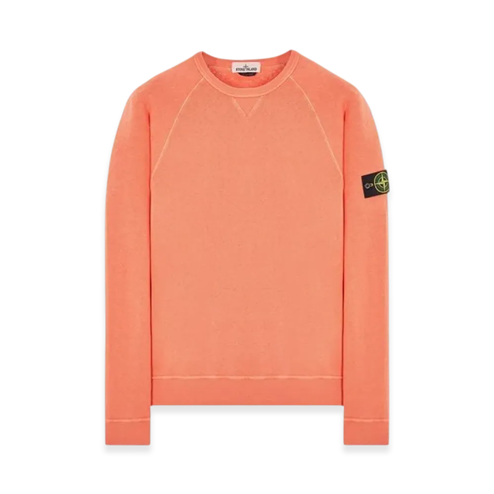 Stone Island 66360 Garment Dyed Malfile Fleece Crewneck Sweatshirt - 22SS "Orange"