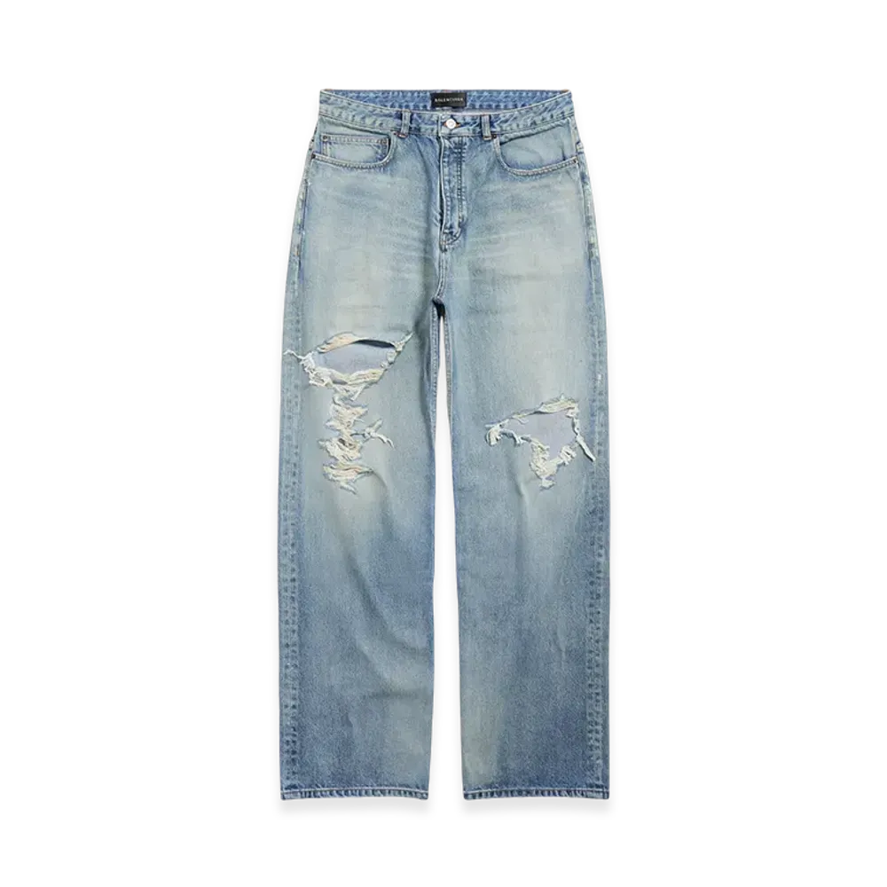 BALENCIAGA Ripped Pants Medium Fit "Light Blue"