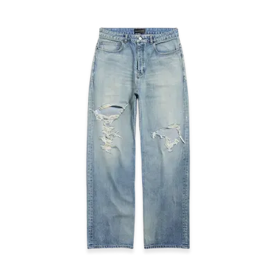 BALENCIAGA Ripped Pants Medium Fit "Light Blue"