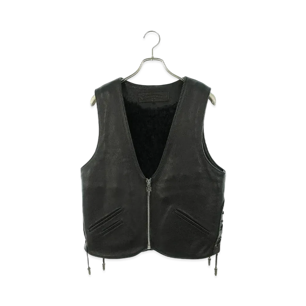 Chrome Hearts CH Cross Custom Lining Bore Leather Vest "Black"