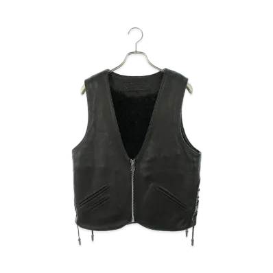 Chrome Hearts CH Cross Custom Lining Bore Leather Vest "Black"