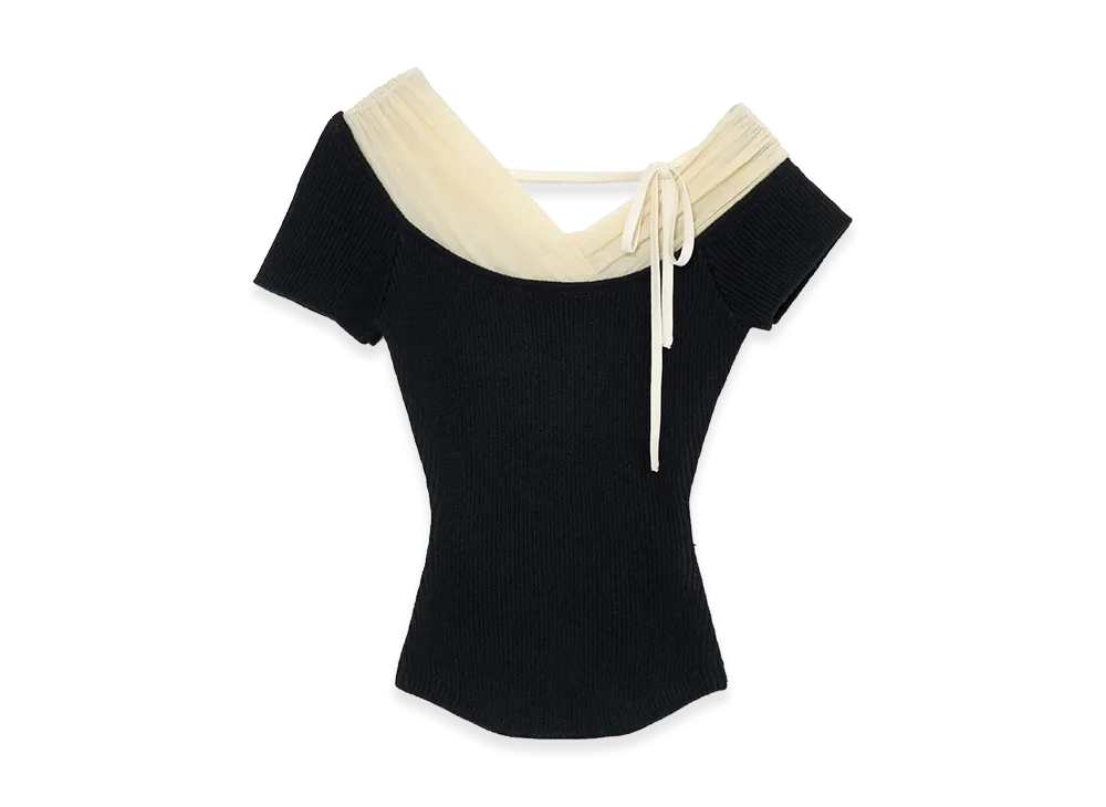 ANDMARY Women's Annie Tulle Offshoulder Tops "Black"