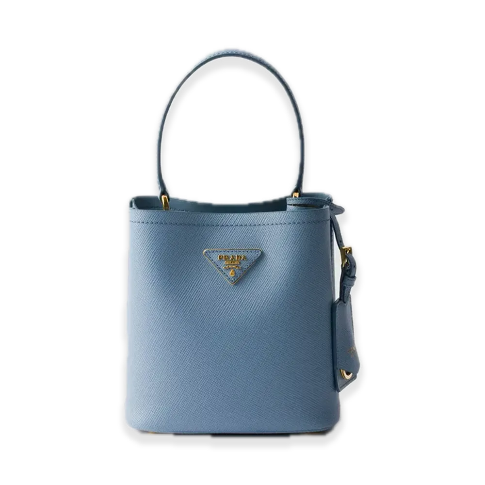 PRADA Panier Saffiano Leather Mini Bag "Light Blue"