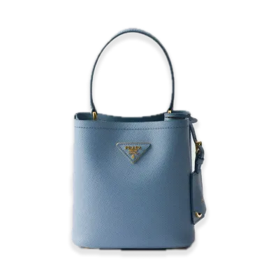 PRADA Panier Saffiano Leather Mini Bag "Light Blue"