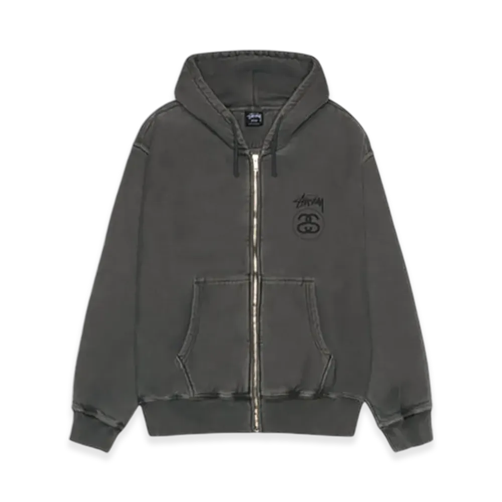 Stussy Stock Link Zip Hoodie Pigment Dyed "Black"