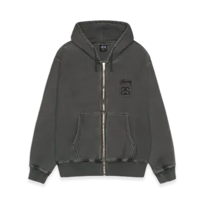Stussy Stock Link Zip Hoodie Pigment Dyed "Black"