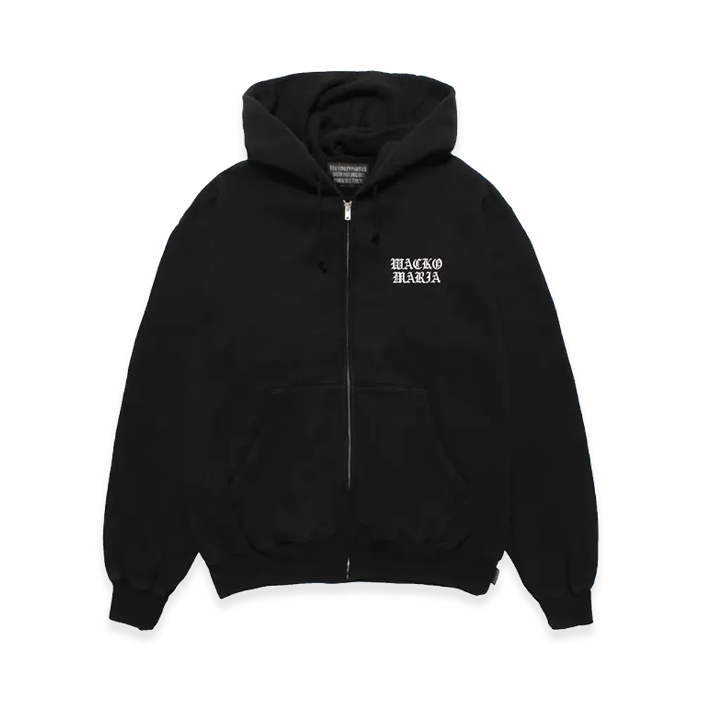WACKO MARIA Washed Heavy Weight Zip Hooded Sweat Shirt "Black"