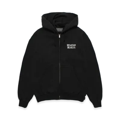 WACKO MARIA Washed Heavy Weight Zip Hooded Sweat Shirt "Black"