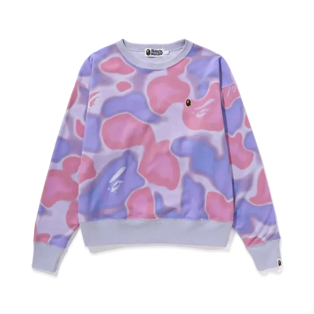 A BATHING APE Ladies Liquid Camo Crewneck "Purple"