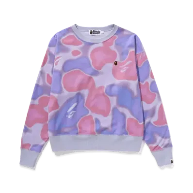 A BATHING APE Ladies Liquid Camo Crewneck "Purple"