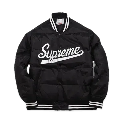Supreme Script Varsity Puffy Jacket "Black"