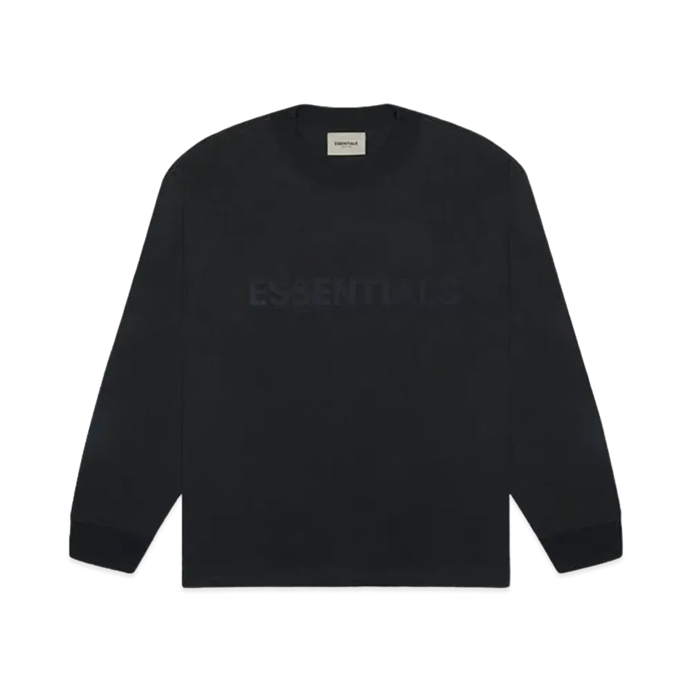 FEAR OF GOD ESSENTIALS 3D Silicon Applique Boxy Long Sleeve T-Shirt "Black"