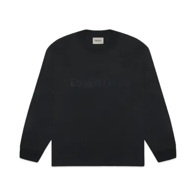 FEAR OF GOD ESSENTIALS 3D Silicon Applique Boxy Long Sleeve T-Shirt "Black"