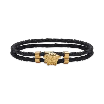 VERSACE La Medusa Leather Bracelet "Black/Gold"
