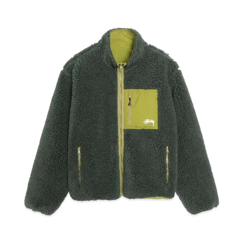 Stussy Sherpa Reversible Jacket "Dark Green"