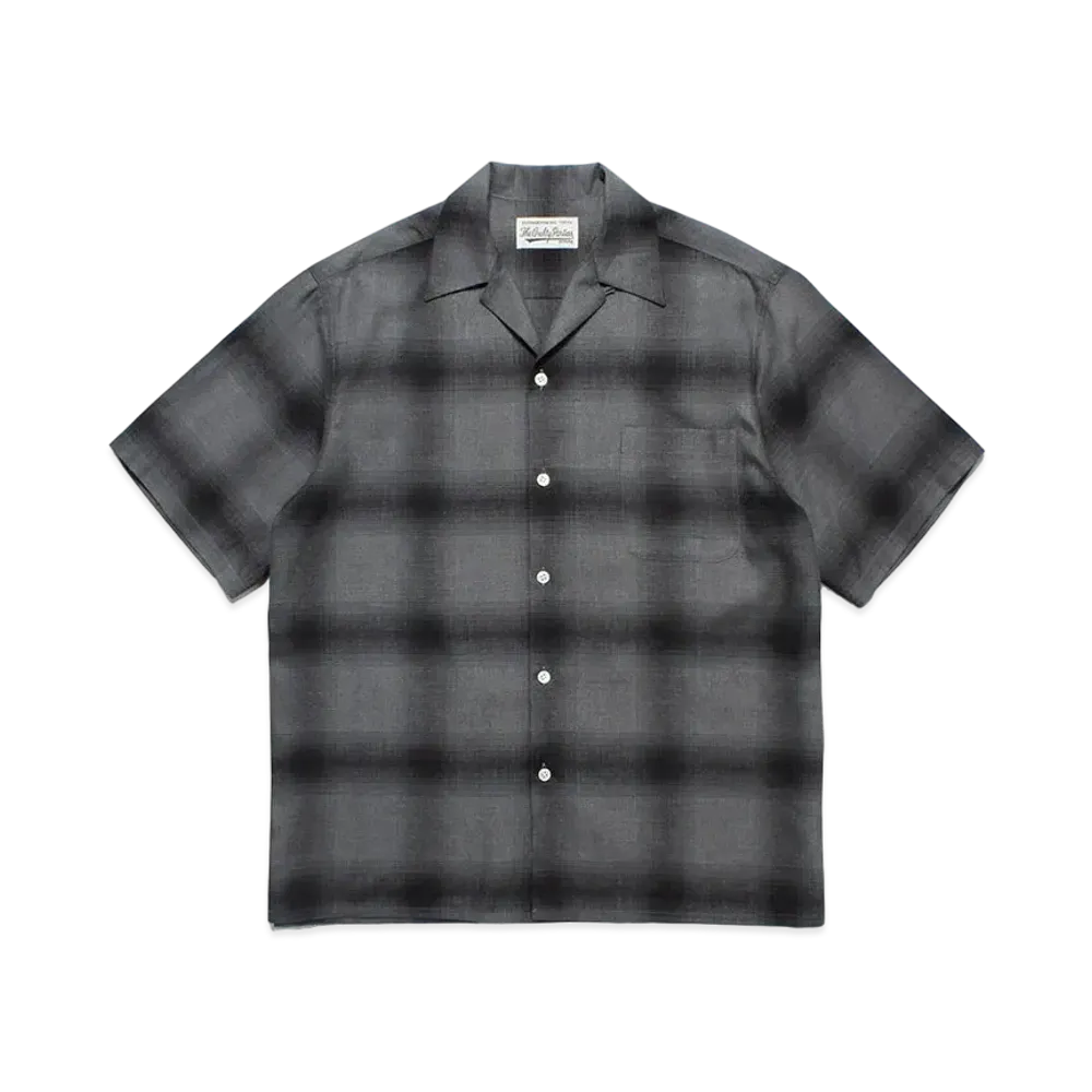 WACKO MARIA Check Open Collar Shirt "Gray/Black"