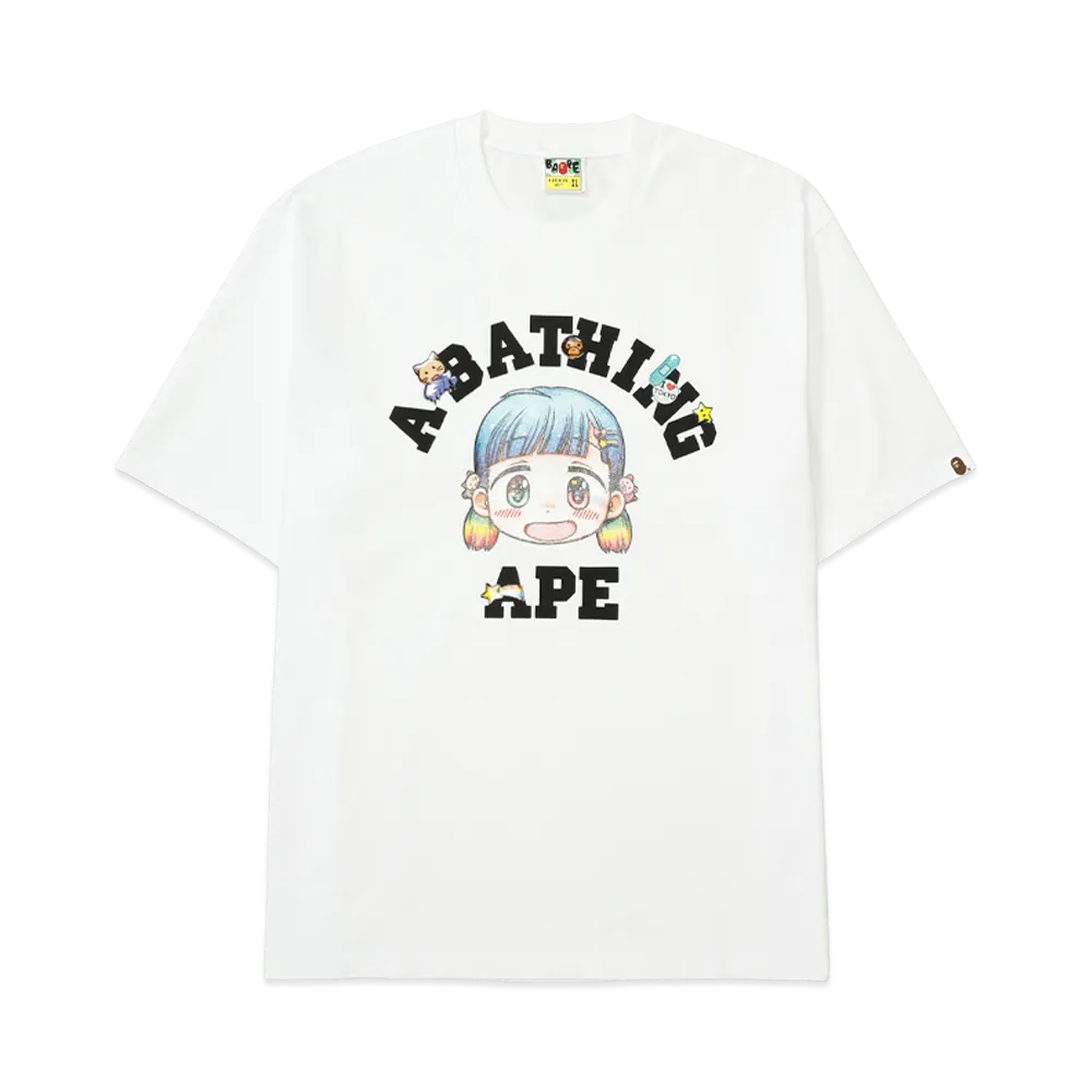 A BATHING APE College Relaxed Fit Tee "White"